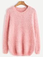 Shein Pink Drop Shoulder Fuzzy Sweater