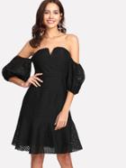 Shein Sweetheart Neck Fitted & Flared Bardot Dress