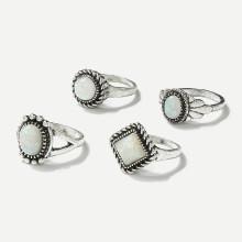 Shein Gemstone Ring Set 4pcs