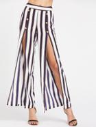 Shein Striped Double Breasted Slit Pants