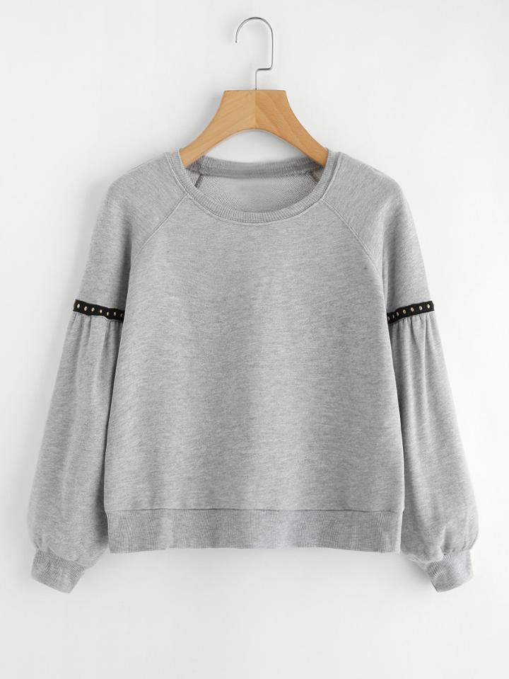 Shein Ribbed Knit Trim Crop Sweatshirt