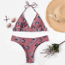 Shein V-plunge Random Pattern Bikini Set