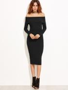 Shein Black Off The Shoulder Pencil Dress