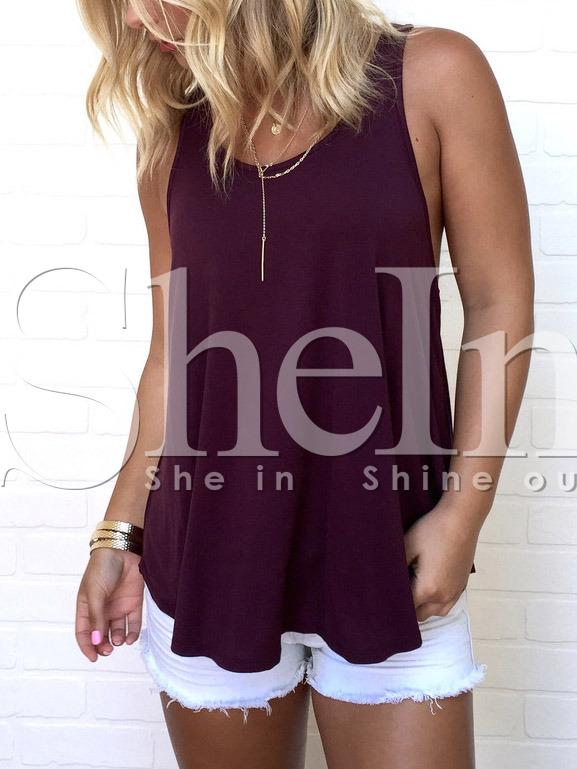 Shein Burgundy Twist Back Flowy Tank Top