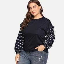 Shein Plus Polka Dot Print Paneled Sweatshirt