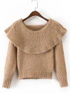 Shein Ribbed Detail Flounce Pullover Sweater