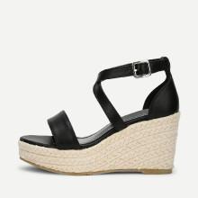 Shein Platform Criss Cross Wedge Sandals