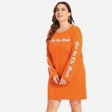 Shein Plus Letter Print Longline Tee