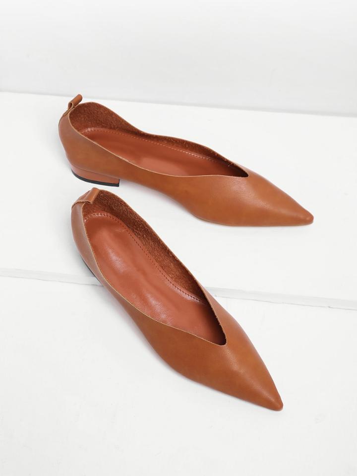 Shein Pointed Toe High Vamp Pu Flats