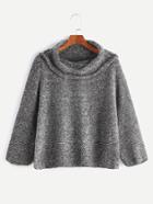 Shein Grey Cowl Neck Slub Sweater