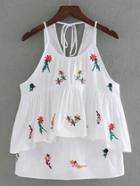 Shein Layered Ruffle Lace Up Back Cami Top
