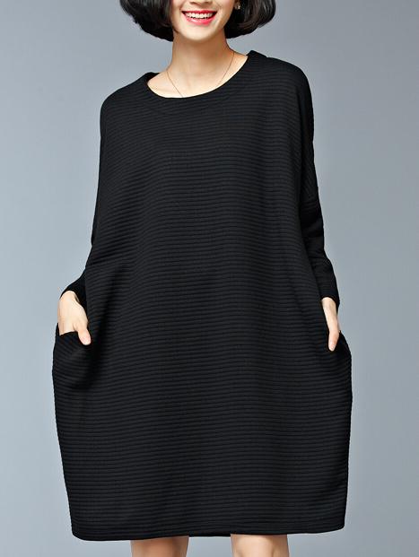 Shein Black Pocket Oversized Thicken Dress