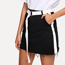 Shein Self Tie Waist Striped Side Skirt