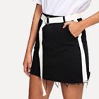 Shein Self Tie Waist Striped Side Skirt