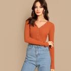 Shein Press Buttoned Slim Fit Tee