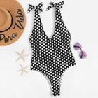 Shein Low Back Random Polka Dot Swimsuit