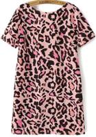 Shein Pink Short Sleeve Leopard Backless Dress