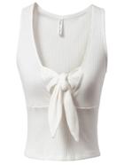 Shein White Low Neck Bow Front Tank Top