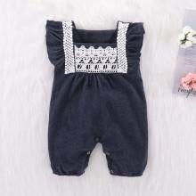 Shein Girls Contrast Lace Solid Jumpsuit
