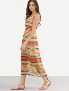 Shein Colored Stripe Sleeveless Long Dress