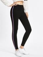 Shein Stripe Contrast Side Skinny Jeans