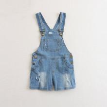 Shein Girls Pocket Front Denim Overall Shorts