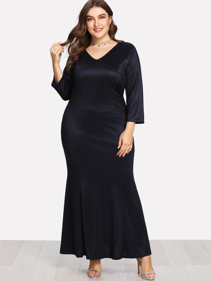Shein V Neckline Fishtail Hem Dress