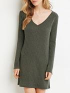 Shein Green V Neck Sweater Dress