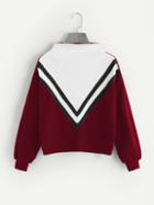 Shein Stripe Tape Detail Cut And Sew Sweatshirt