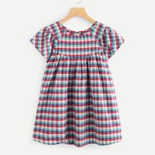 Shein Raglan Sleeve Plaid Smock Top