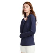 Shein Navy Hooded T-shirt With Thumb Holes