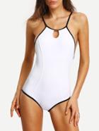 Shein Contrast Trim Keyhole Neck One-piece Swimwear