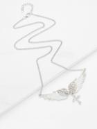Shein Rhinestone Cross & Wing Pendant Layered Necklace
