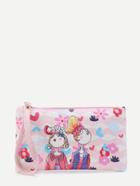 Shein Cartoon Print Pu Wristlet Clutch Bag