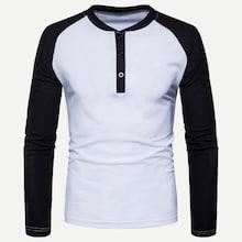 Shein Men Color-block Raglan Sleeve Henley Tee