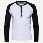 Shein Men Color-block Raglan Sleeve Henley Tee