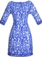 Shein Blue Gauze Embroidered Shift Dress