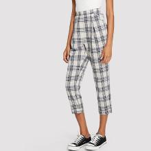 Shein High Waist Grid Peg Leg Pants