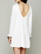 Shein White Long Sleeve Open Back Trapeze Dress