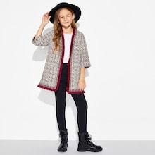 Shein Girls Frayed Trim Tweed Coat