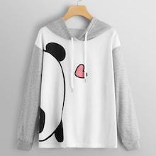 Shein Plus Panda Print Drawstring Detail Hoodie