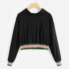 Shein Contrast Trim Hooded Sweatshirt