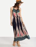 Shein Geometric Print Blouson Full Length Slip Dress