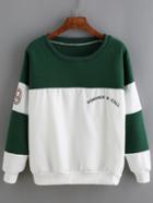 Shein Color-block Letter Embroidered Sweatshirt
