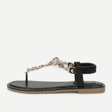Shein Clear Strap Toe Post Sandals With Rhinestone