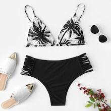 Shein Plus Size Ladder Cut-out Tropical Bikini Set