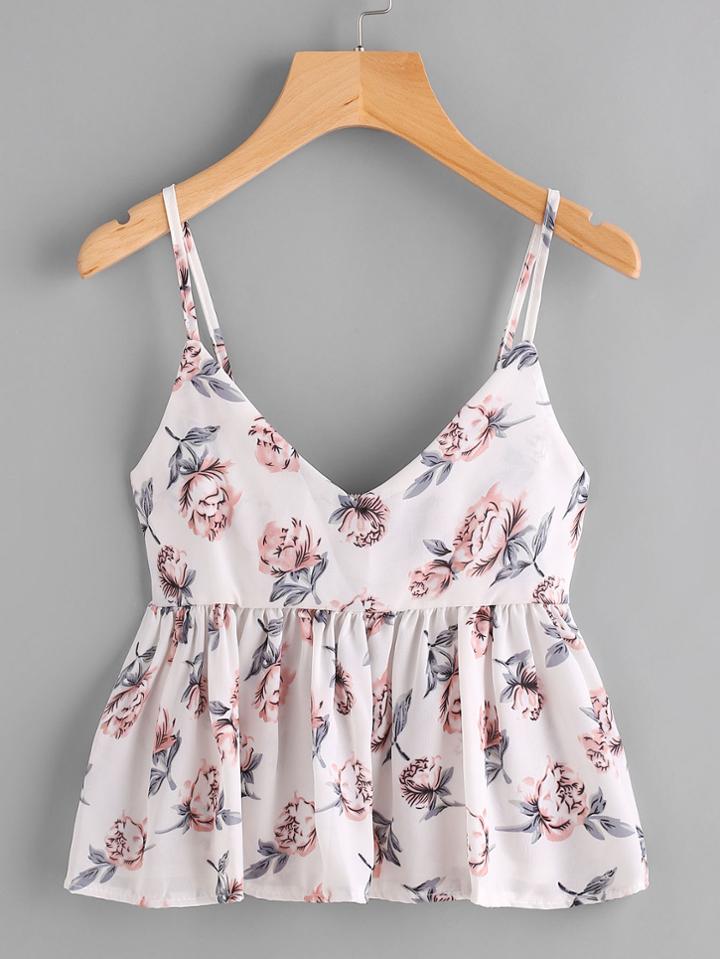 Shein Florals Peplum Cami Top