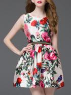 Shein Nude Rose Print A-line Dress