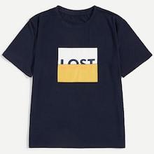 Shein Men Color-block Letter Print Tee