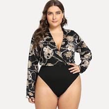 Shein Plus Surplice Front V Neck Bodysuit